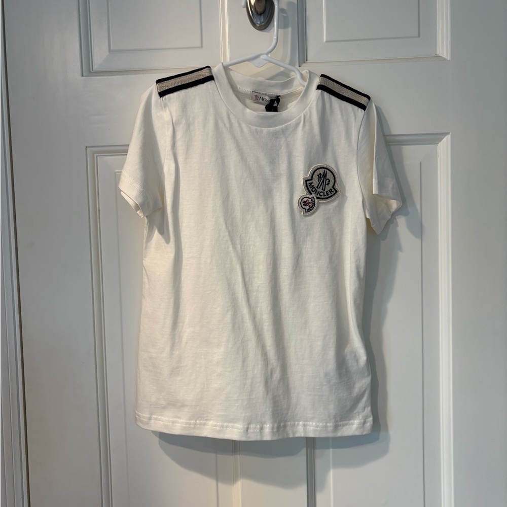 NWT Moncler Kids size 8 Cream Maglia T-Shirt with Logo - Picture 2 of 6
